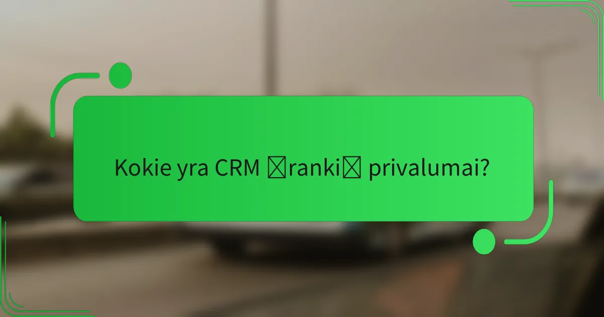 Kokie yra CRM įrankių privalumai?
