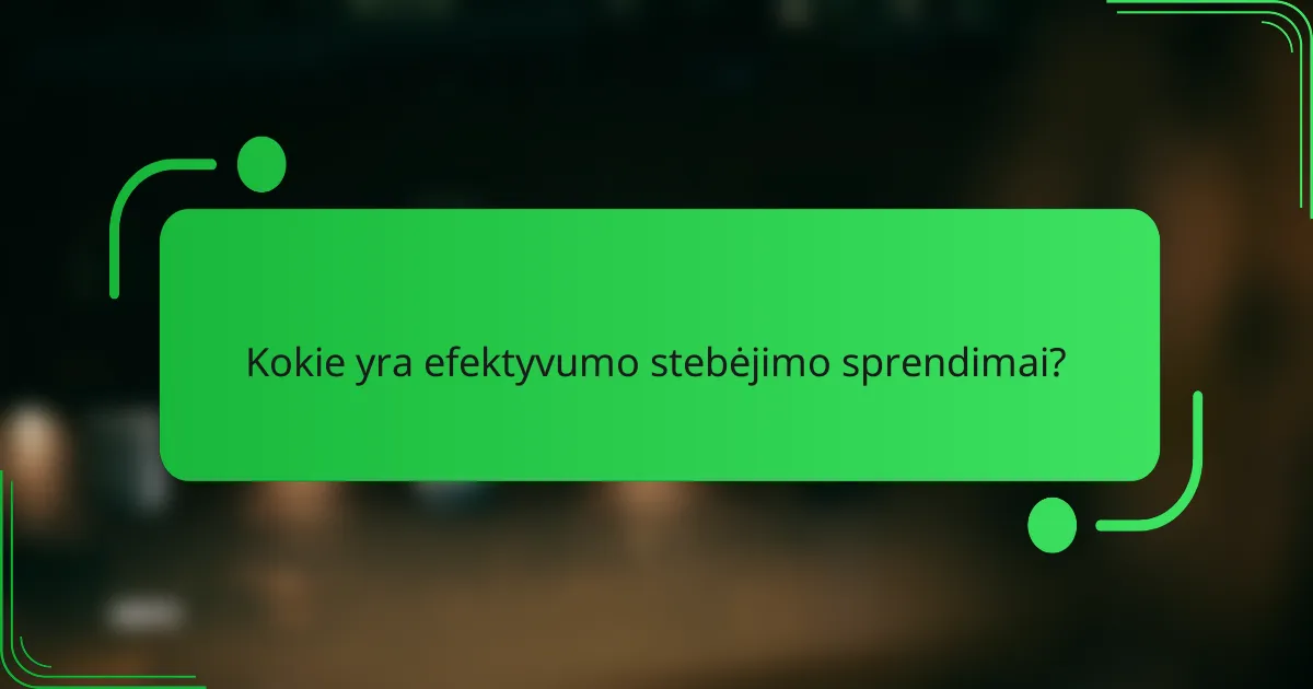Kokie yra efektyvumo stebėjimo sprendimai?