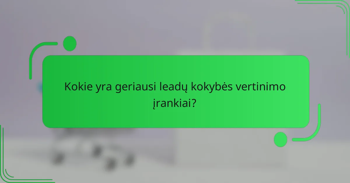 Kokie yra geriausi leadų kokybės vertinimo įrankiai?
