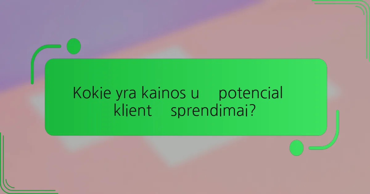 Kokie yra kainos už potencialų klientą sprendimai?