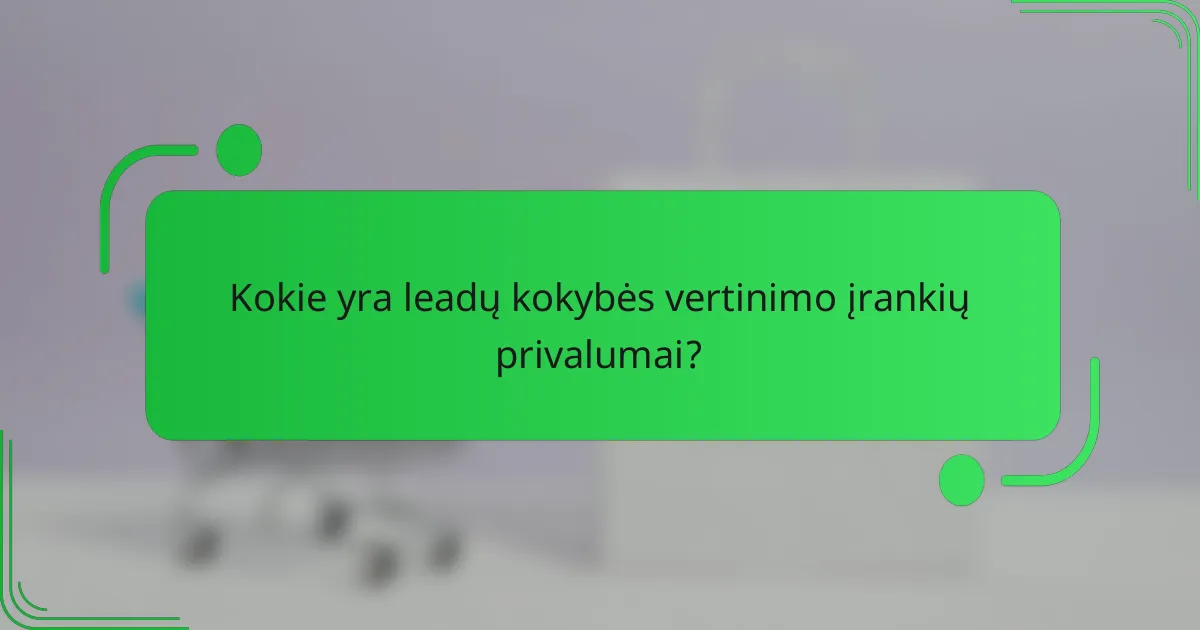 Kokie yra leadų kokybės vertinimo įrankių privalumai?