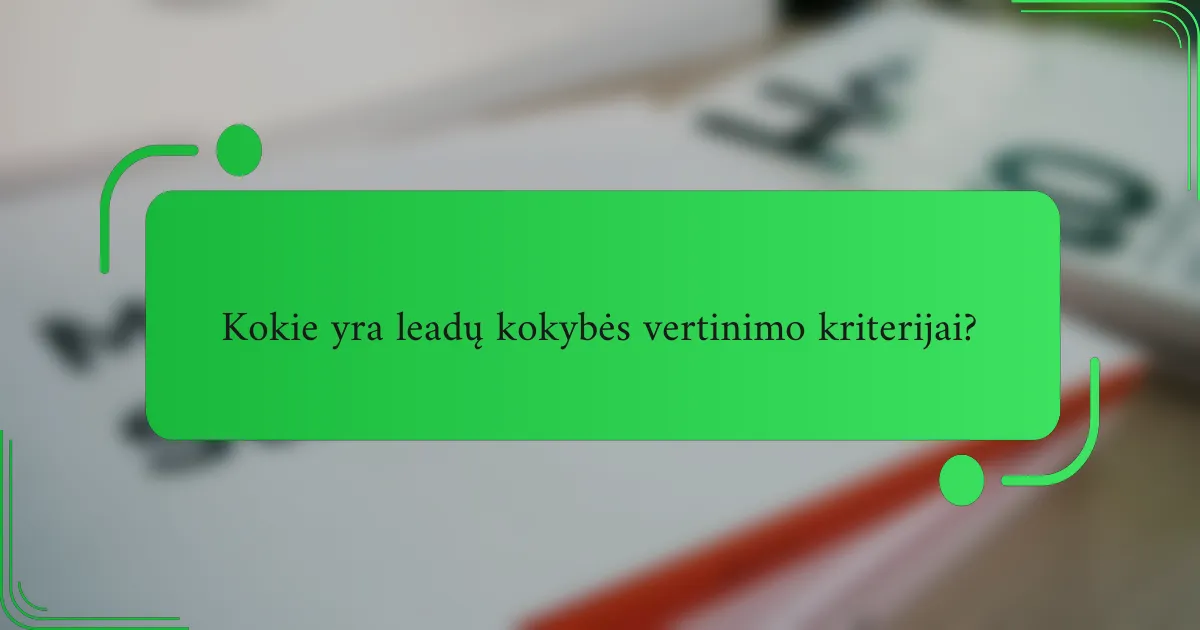 Kokie yra leadų kokybės vertinimo kriterijai?