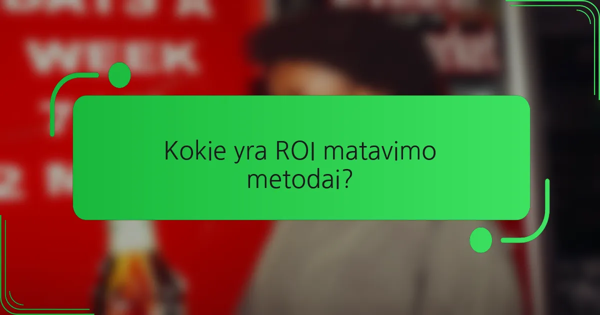 Kokie yra ROI matavimo metodai?
