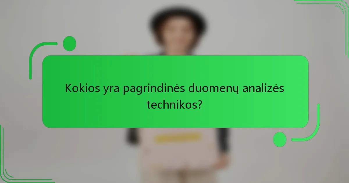 Kokios yra pagrindinės duomenų analizės technikos?