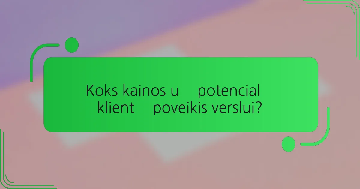 Koks kainos už potencialų klientą poveikis verslui?